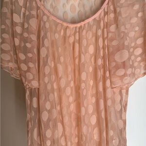 Body Central Peach Polka Dot Sheer Blouse